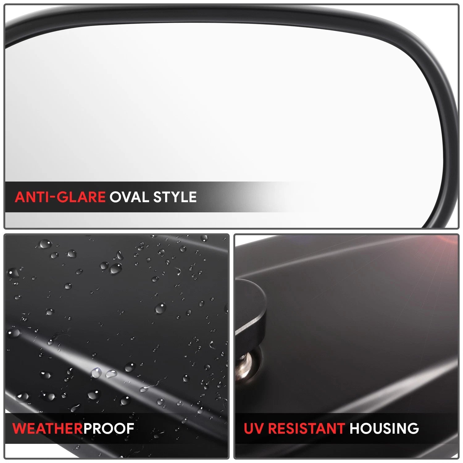 Oval Convex Side View Mirrors for Universal Naked Bike Cruiser (Fit)