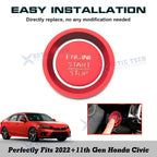 Sport Style Engine Start Button Cover Trim for Honda Civic (2022-2025)