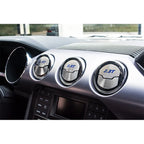 Brushed A/C Vent Trim w/Black Carbon Fiber '2.3T' Inlay for 2015-16 Ford Mustang