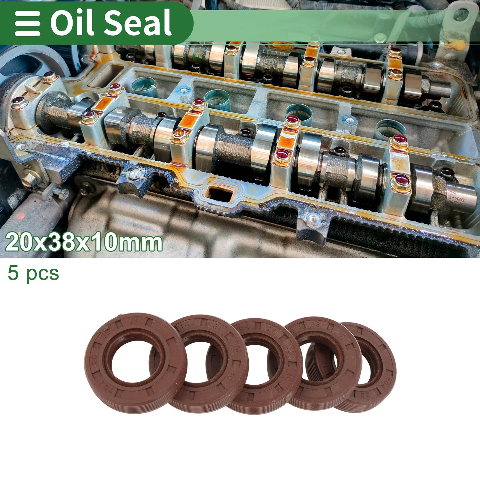 Set of 5 Oil Seals FKM Rubber 20x38x10mm for Various Models 