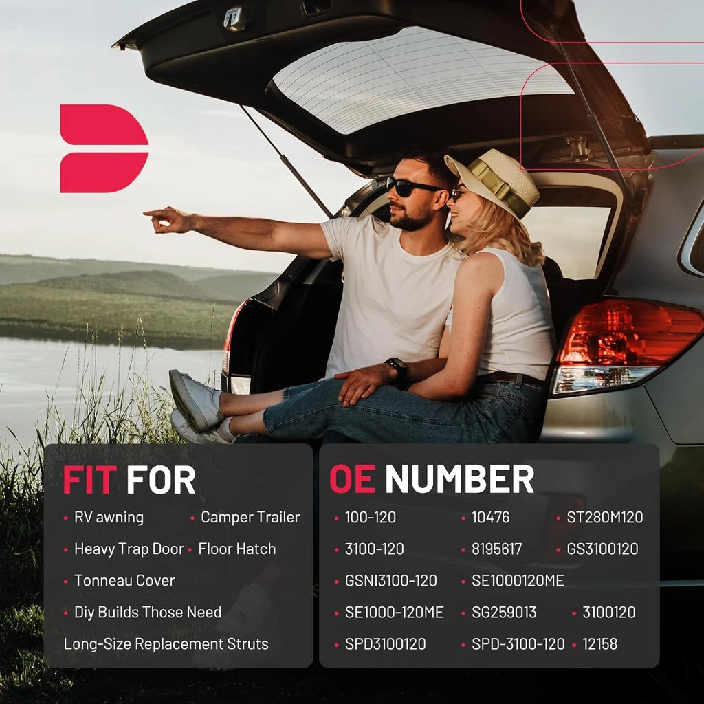 Gas Struts for Leer Camper Shell Window Tool Box Lid (28in, 535N/120lbs)