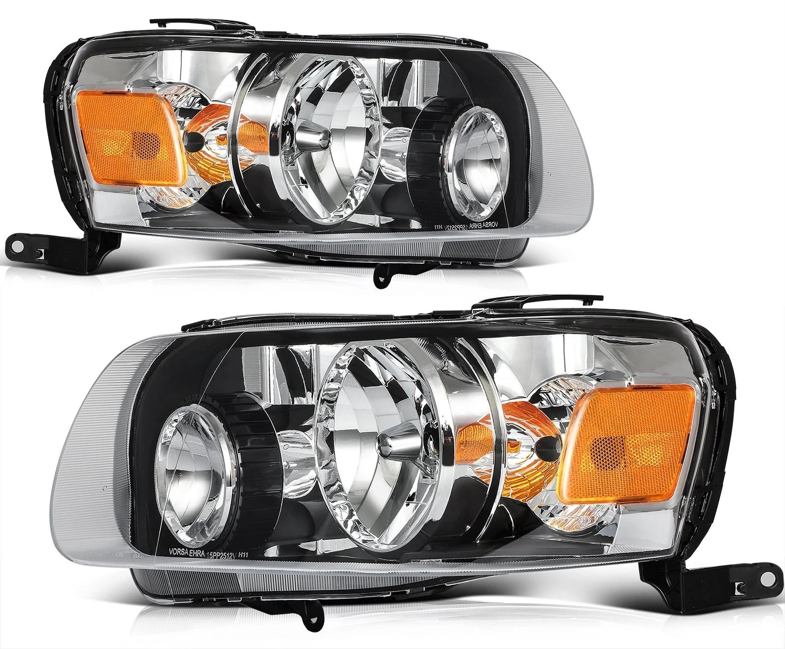 Set of 2 Black Housing Headlights Assembly for Ford Escape (2005–2007)