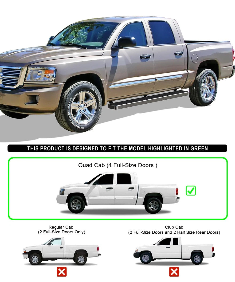 Running Boards for Dodge Dakota Quad Cab (2005-2011) 6 Inch