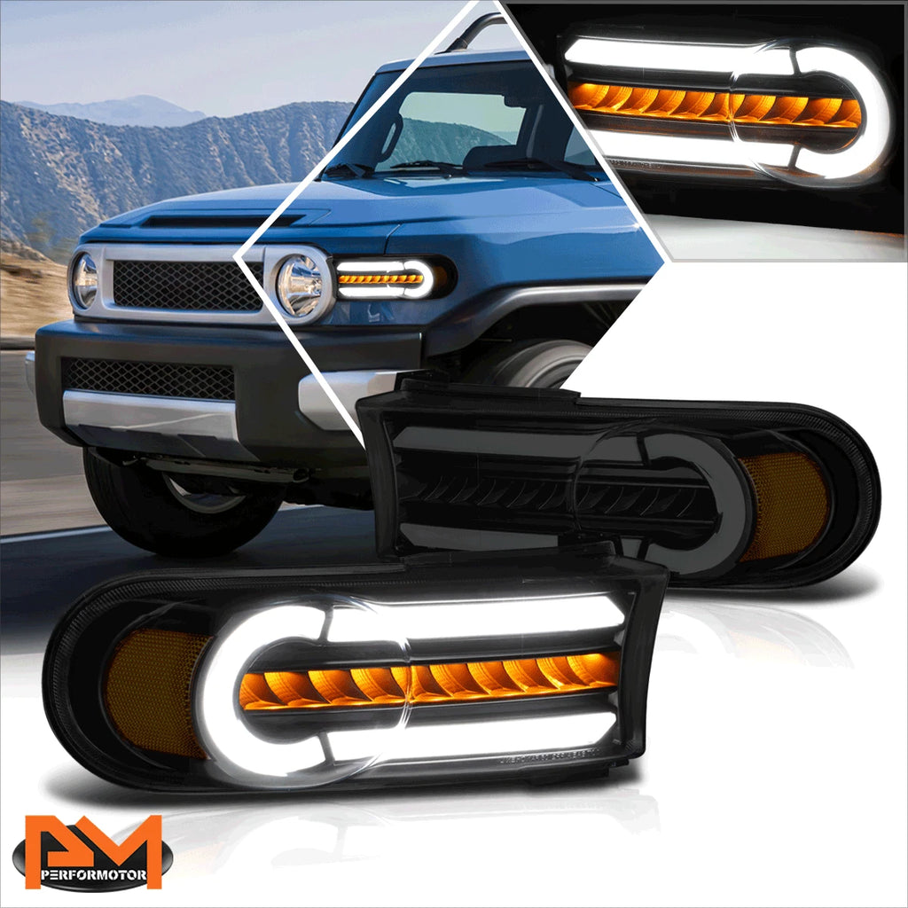 Tinted Amber 3D LED DRL + Sequential Signal Lamp for FJ Cruiser (2007–2014)