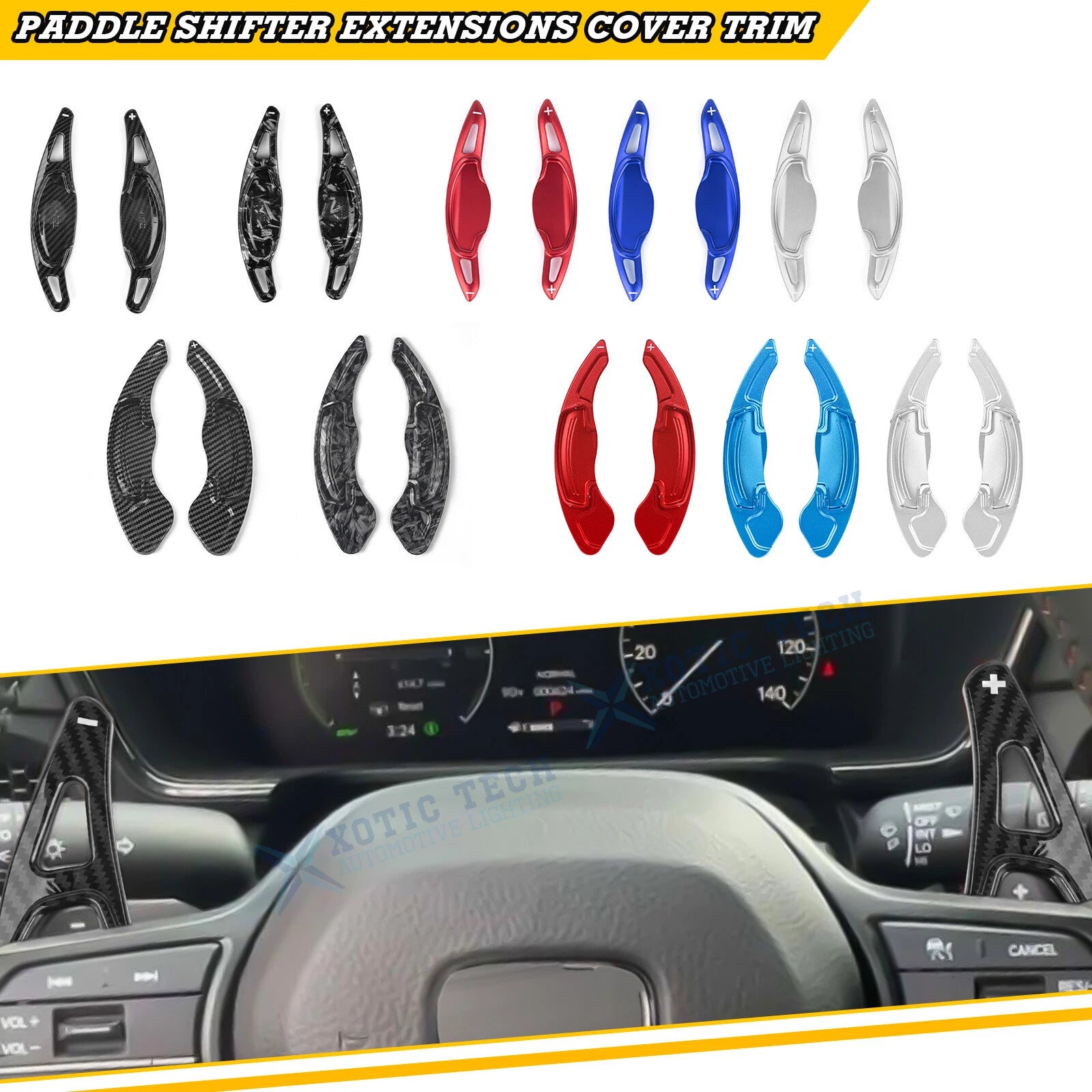 Carbon Look Paddle Extended Shift Decor Trim for Honda Civic (2016–2021)