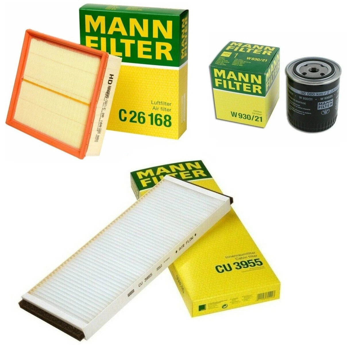 Mann Oil Air Paper Cabin Filter Kit for Audi A4/S4/A6 Quattro, VW Passat (2000–2023)