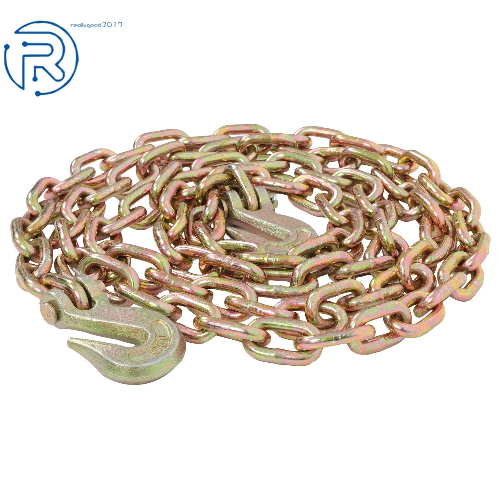 1 PC 5/16" × 10.3ft G80 Tow Chain with Hooks (4900 lbs)