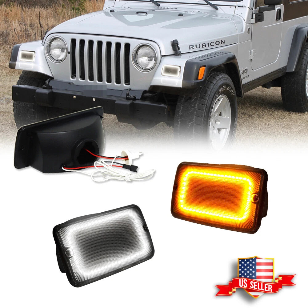 Smoked Switchback LED Front Bumper Lights for Jeep Wrangler TJ (1997–2006)