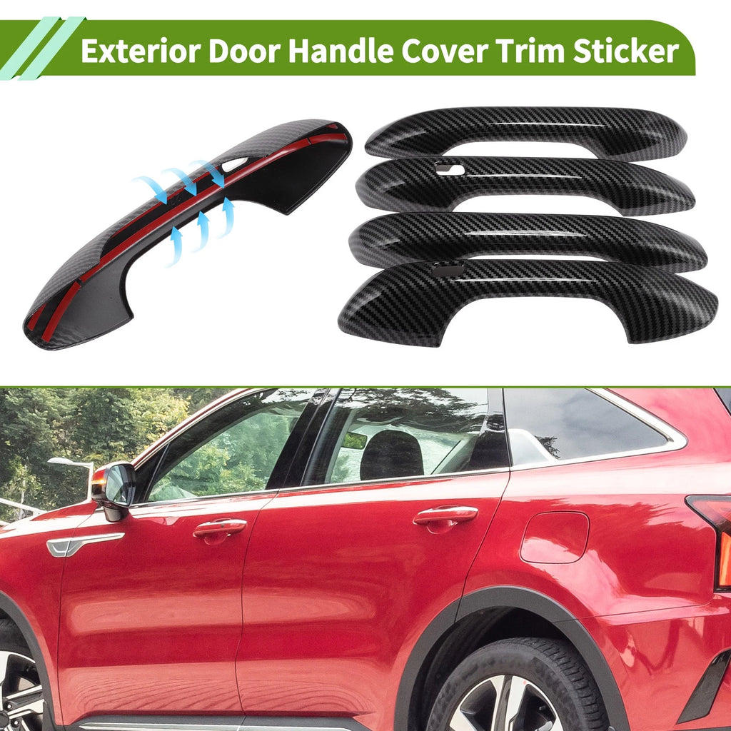 Exterior Door Handle Cover Trim for Kia Sorento MQ4 (2021–2025) Carbon Fiber Black
