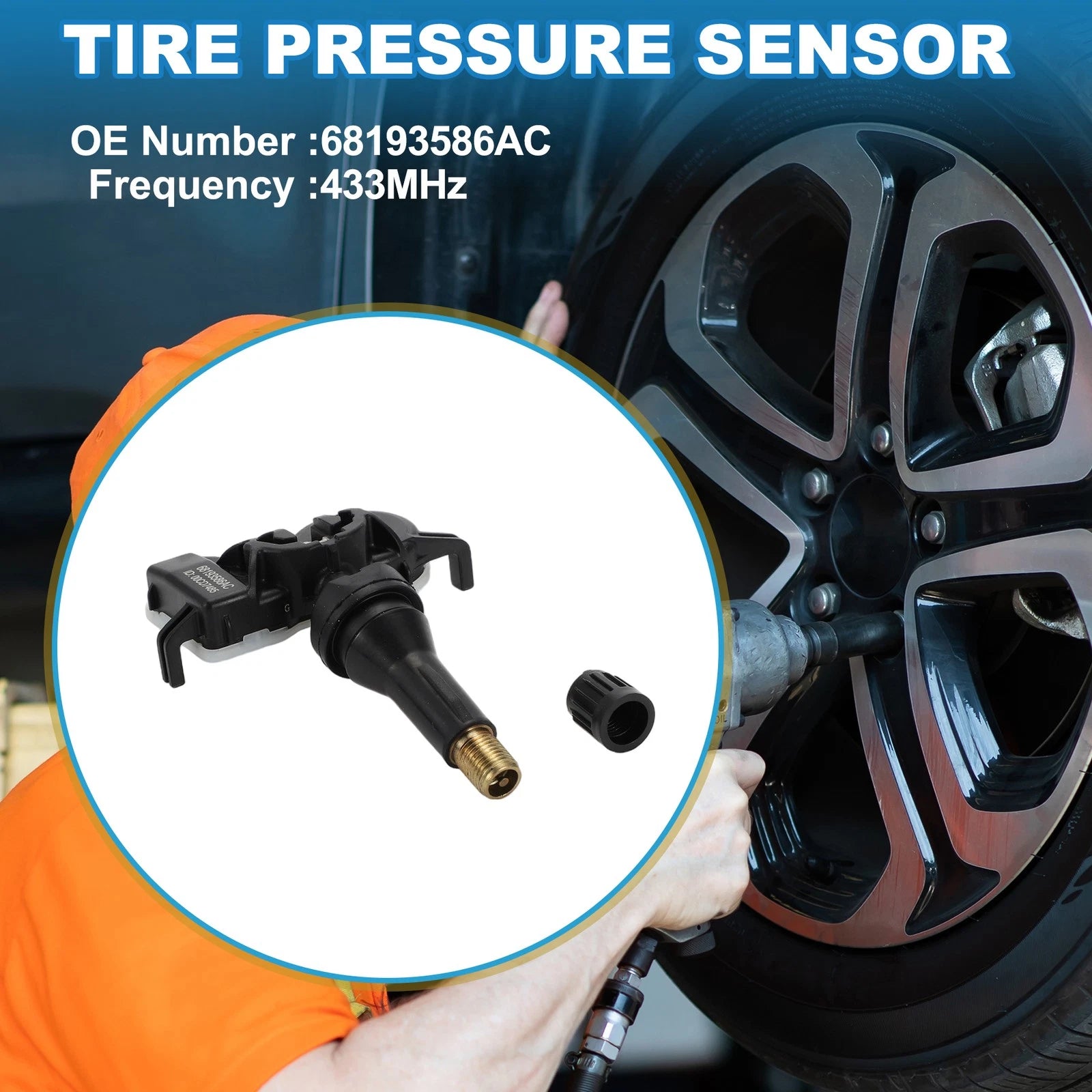 Tire Pressure Sensor 68193586AC for Jeep Renegade (2015–2016) 433MHz
