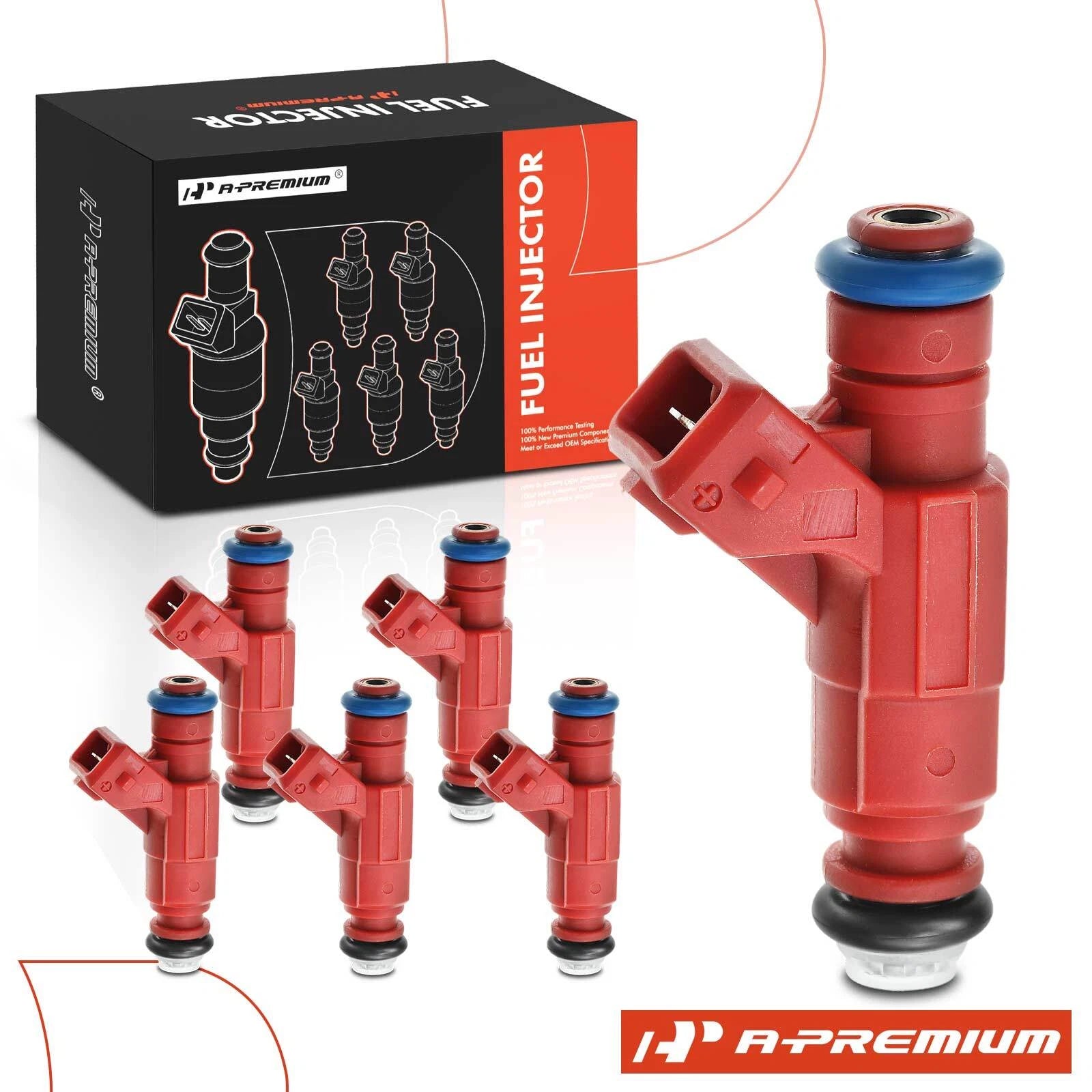 6x Red Fuel Injectors for Ford Explorer (2002–2003) Mercury Mountaineer (2001–2003)