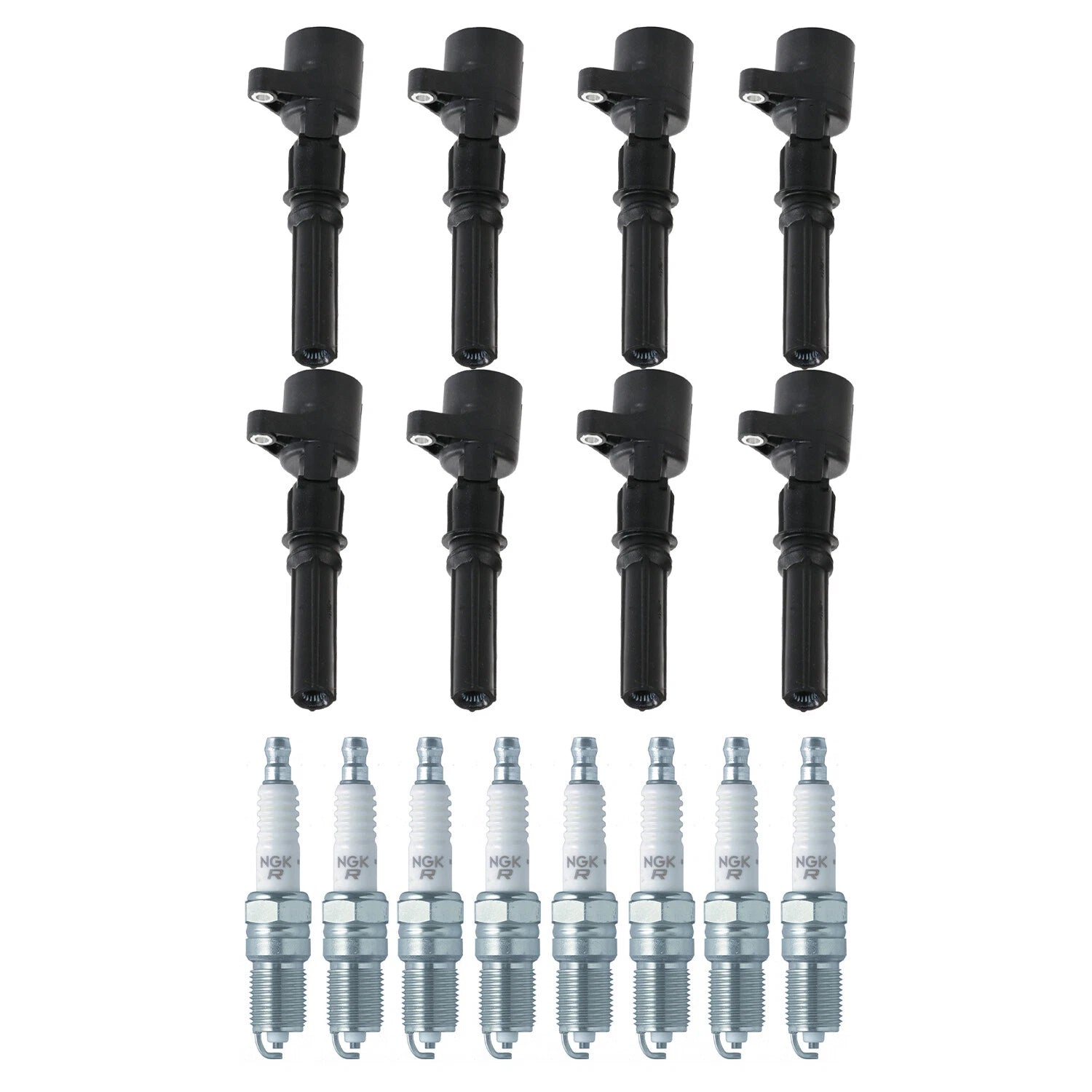 Set of 8 Ignition Coils & NGK V-Power Spark Plugs for DeVille C2500 E-150 V8