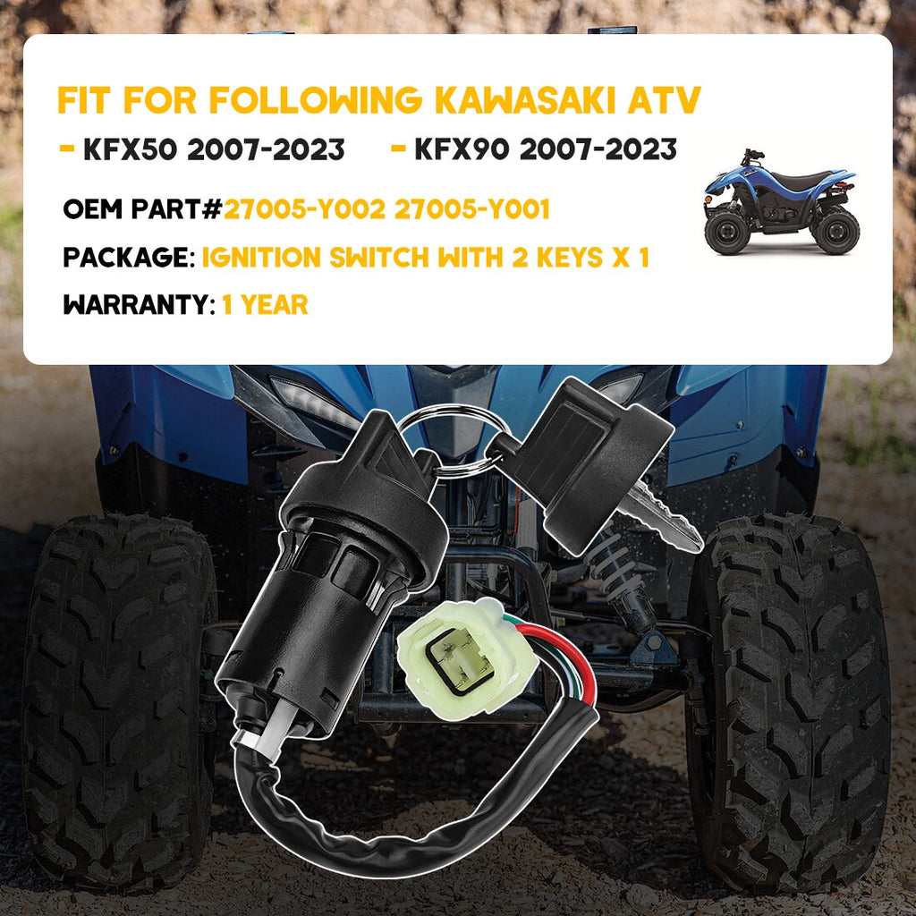 Ignition Key Switch for Kawasaki KFX 50 (2007–2009, 2013–2023) / KFX 90 (2007–2023)