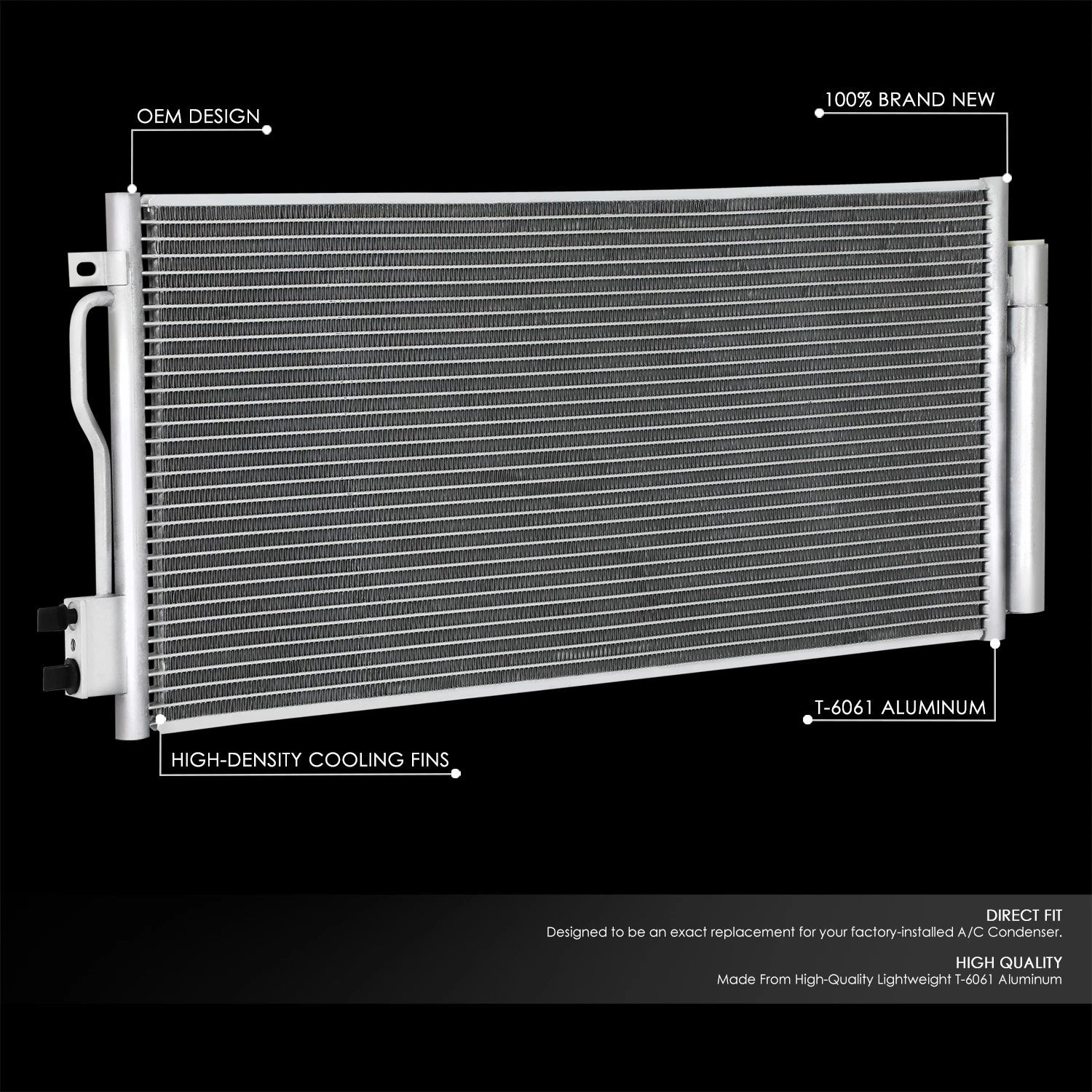 A/C Condenser Assembly for Fiat 500L (2014–2020) OE Style Aluminum