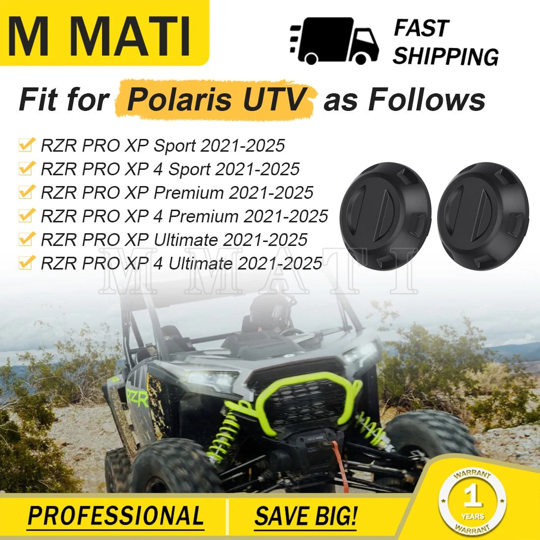 2X Center Hub Wheel Caps for Polaris RZR PRO XP (2021–2025) #1524032