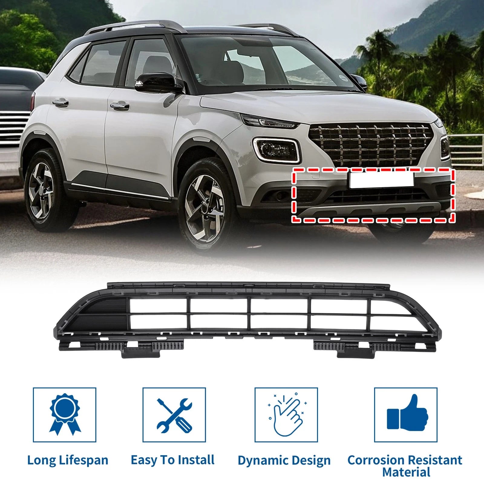Lower Grille Front Bumper Grille for Hyundai Venue (2020–2022)