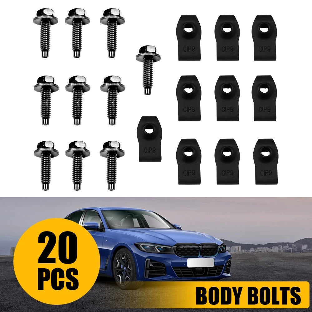 Set of 40 Body Truck Bolts & U-nut Clips for Ford (#374)