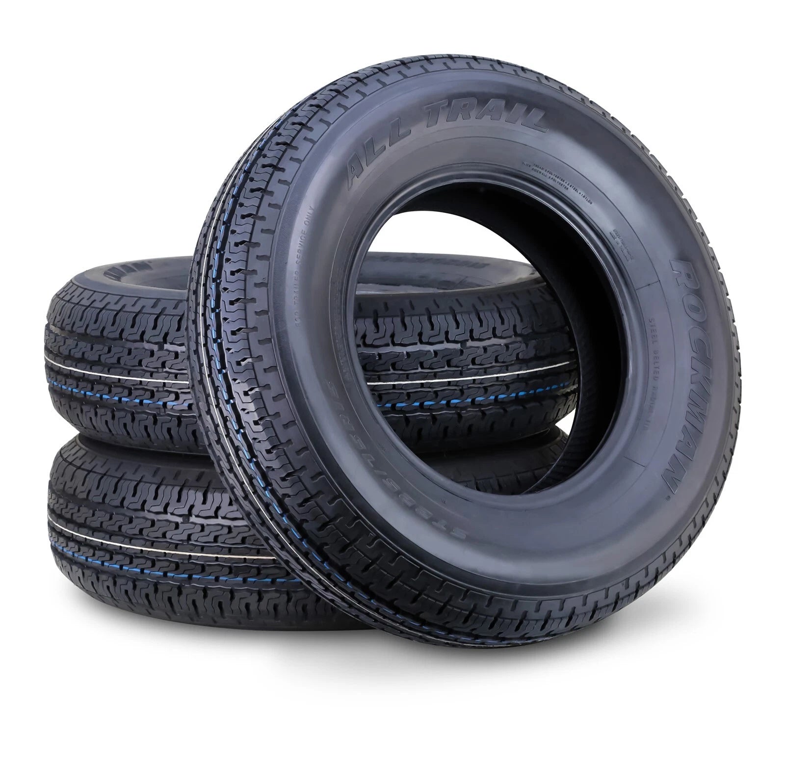 Set of 3 ROCKMAN ST225/75R15 10-Ply Trailer Tires 11168
