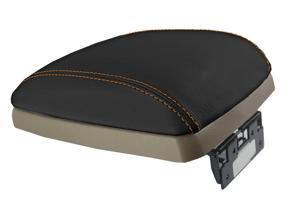 Leather Console Lid Armrest Cover for Kia Sorento (2004–2009) Orange Stitch