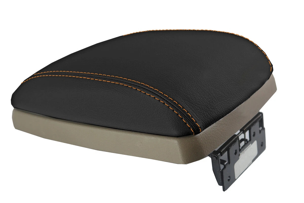 Leather Console Lid Armrest Cover for Kia Sorento (2004–2009) Orange Stitch