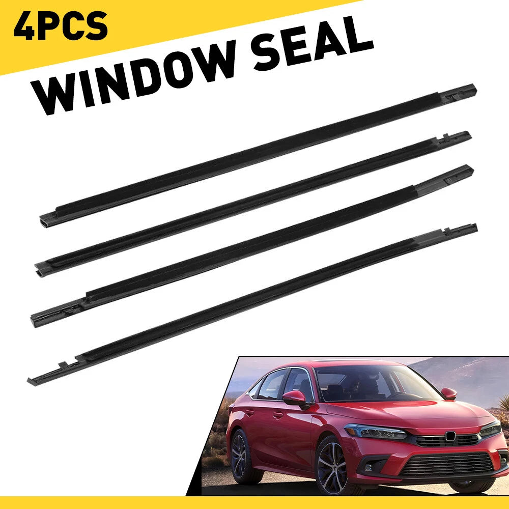 Set of 4 Weatherstrip Window Moulding Trim Seal Belt for Honda Civic Sedan (2016–2021)
