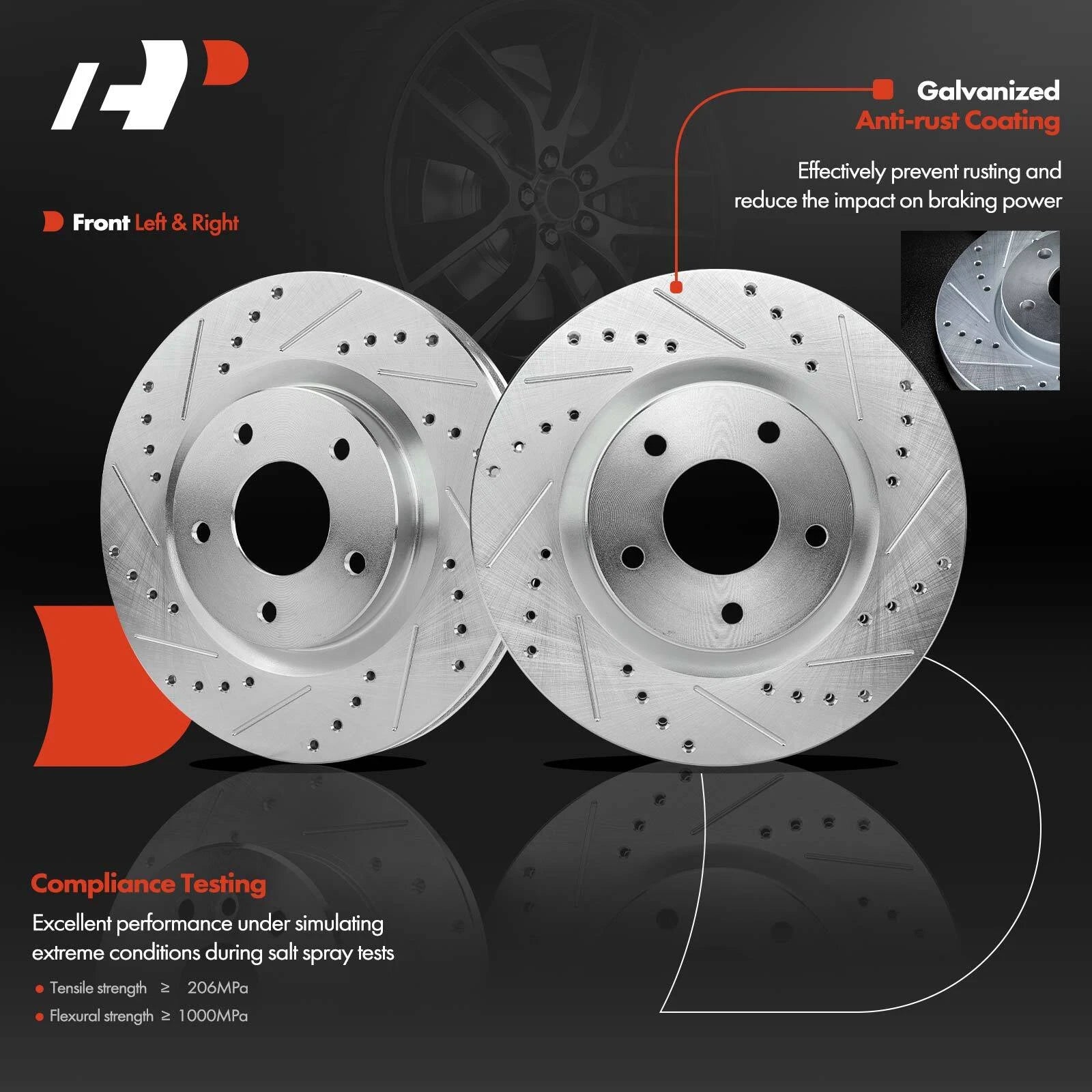 Drilled Brake Rotors for Nissan Rogue (2008–2013) and Sentra (2007–2012)