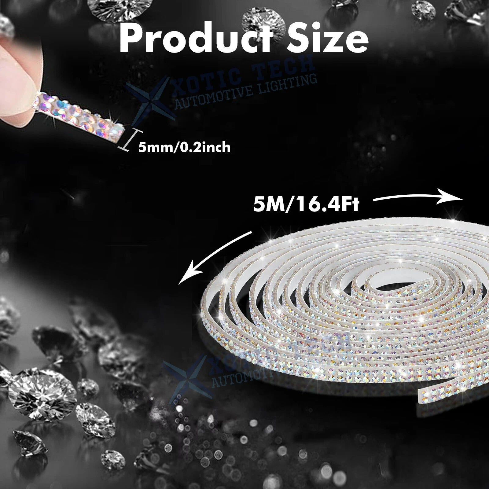 Glitter Diamond Moulding Trim Strip for Car SUV Interior Exterior (-)