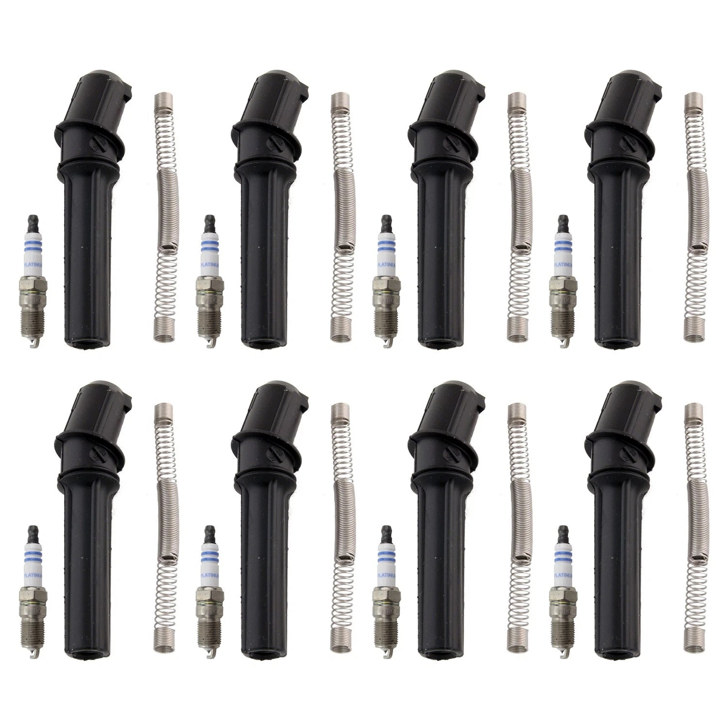 Set of 8 Platinum Spark Plugs & NGK Coil Boots for Ford E-150 E-250 (1997–2008)