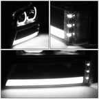 Pair of J-Halo LED DRL Black/Clear Headlights for Chevy Silverado (2003–2007)