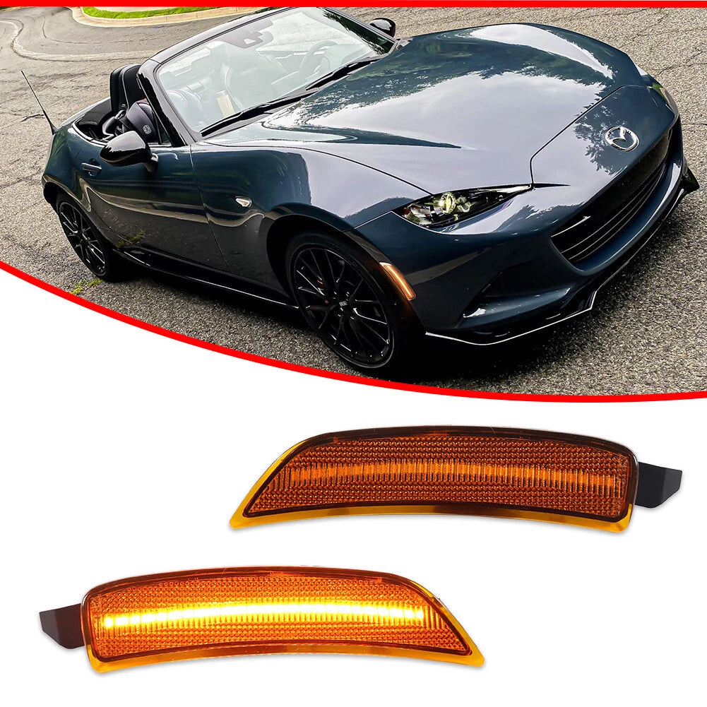 2X Amber Lens LED Front Bumper Side Marker Light for Mazda MX-5 Miata (2016–2023)
