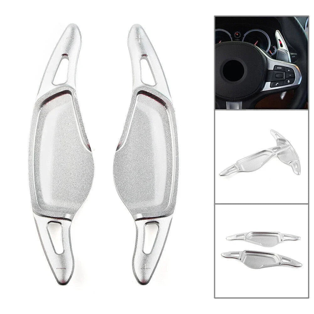 Silver Steering Wheel Paddle Shifter Extensions for BMW 5 7 Series X3 X4 X5 (2001-2023)