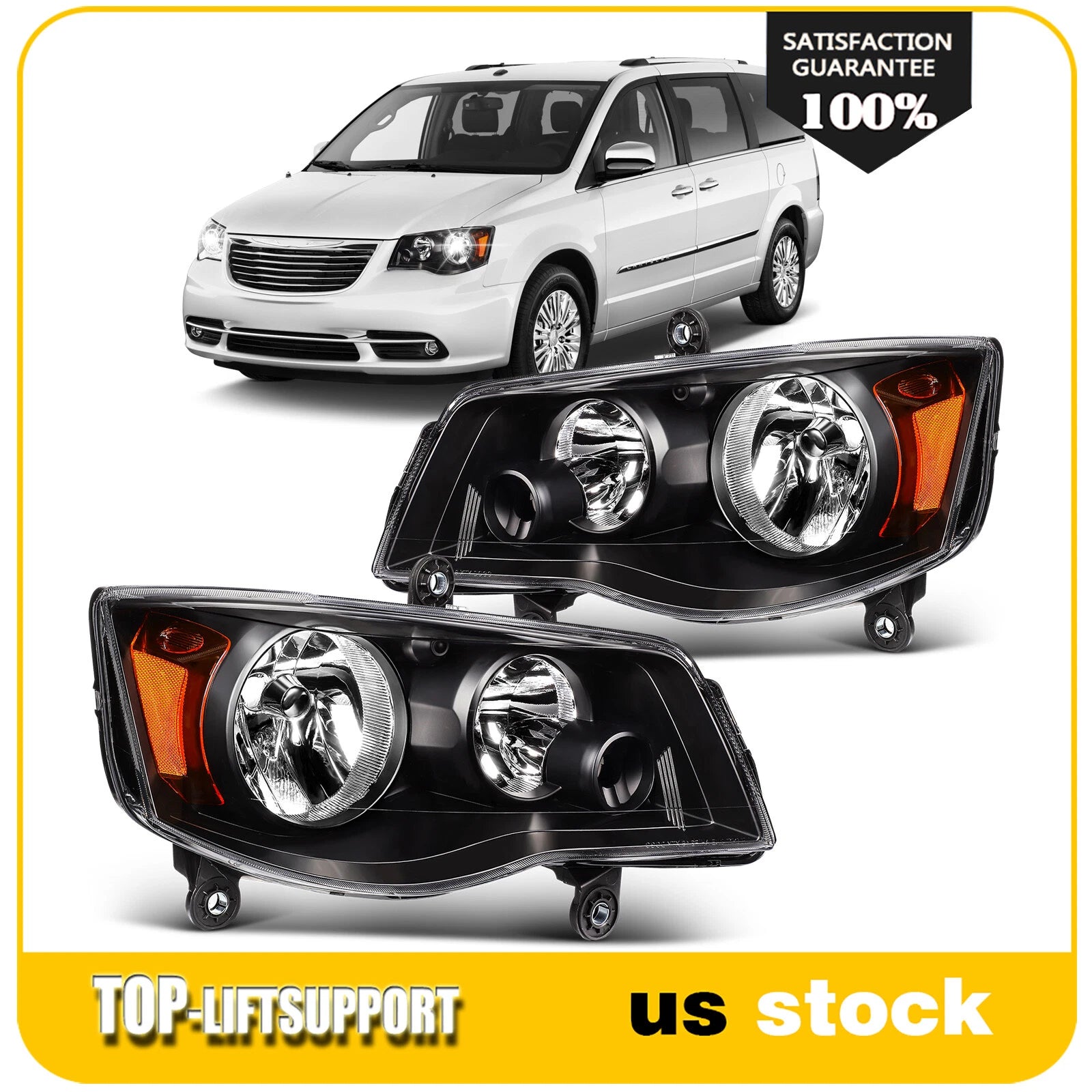 Headlights for Dodge Grand Caravan, Town & Country (2011–2020) Pair