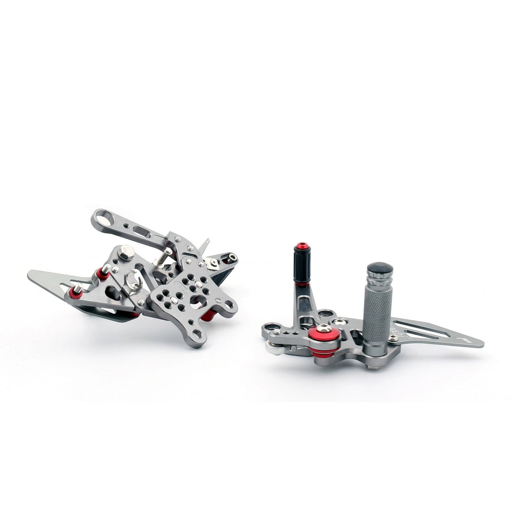 CNC Racing Rearset Footrest Pegs for Aprilia RSV4 (2009–2012) Gray