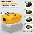 Wireless Charger Adapter Type-C & USB Ports for Dewalt 18V-20V Battery