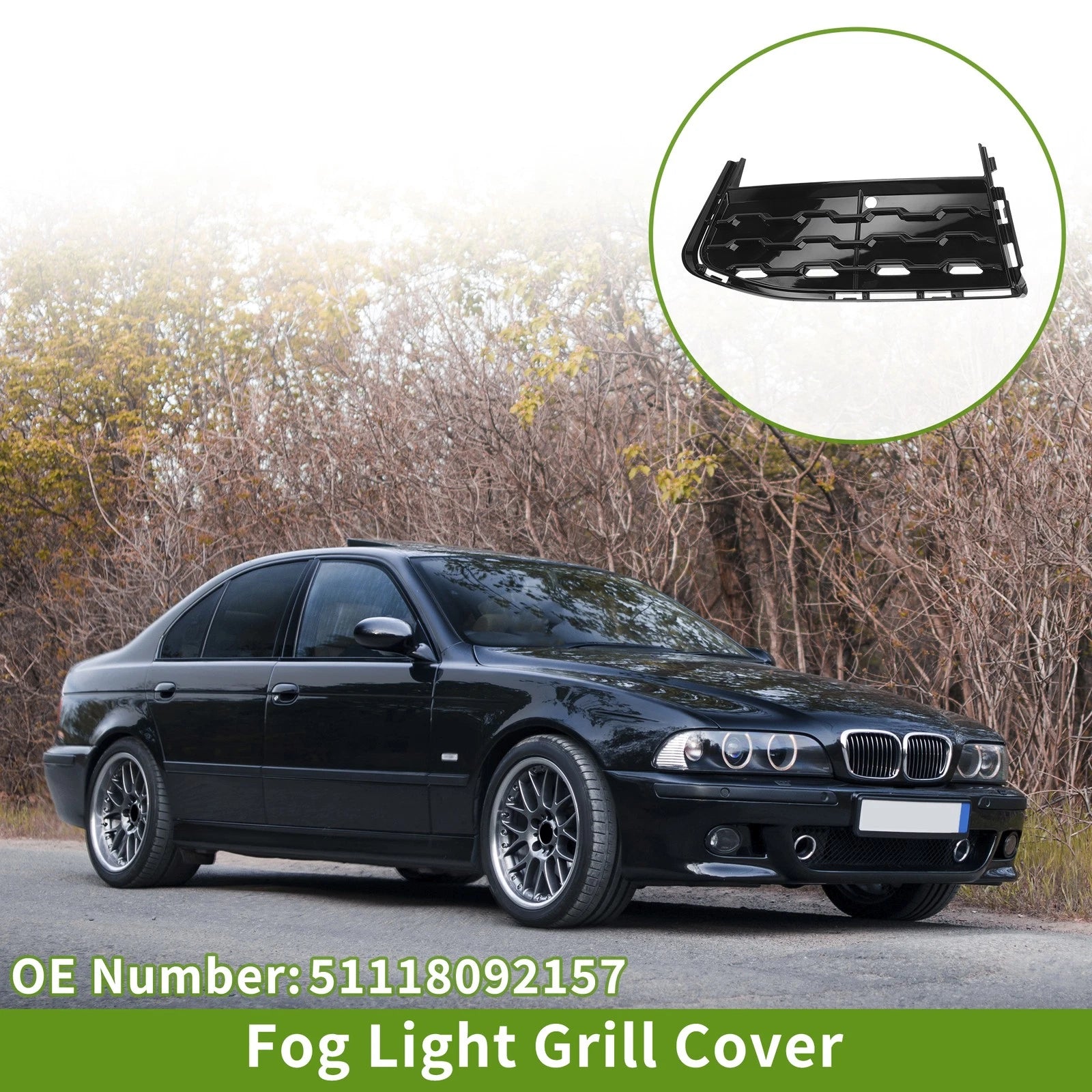 1 Pc Fog Light Grill for BMW 7 Series (2015–2020) No. 51118092157 Black