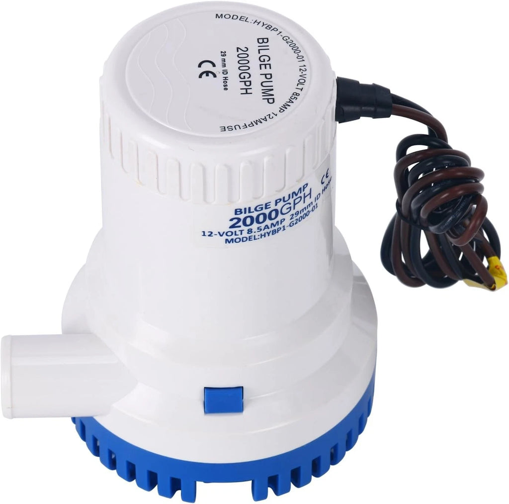2000GPH 12V Electric Marine Bilge Pump for Boat (Fits 1/8" Hose)