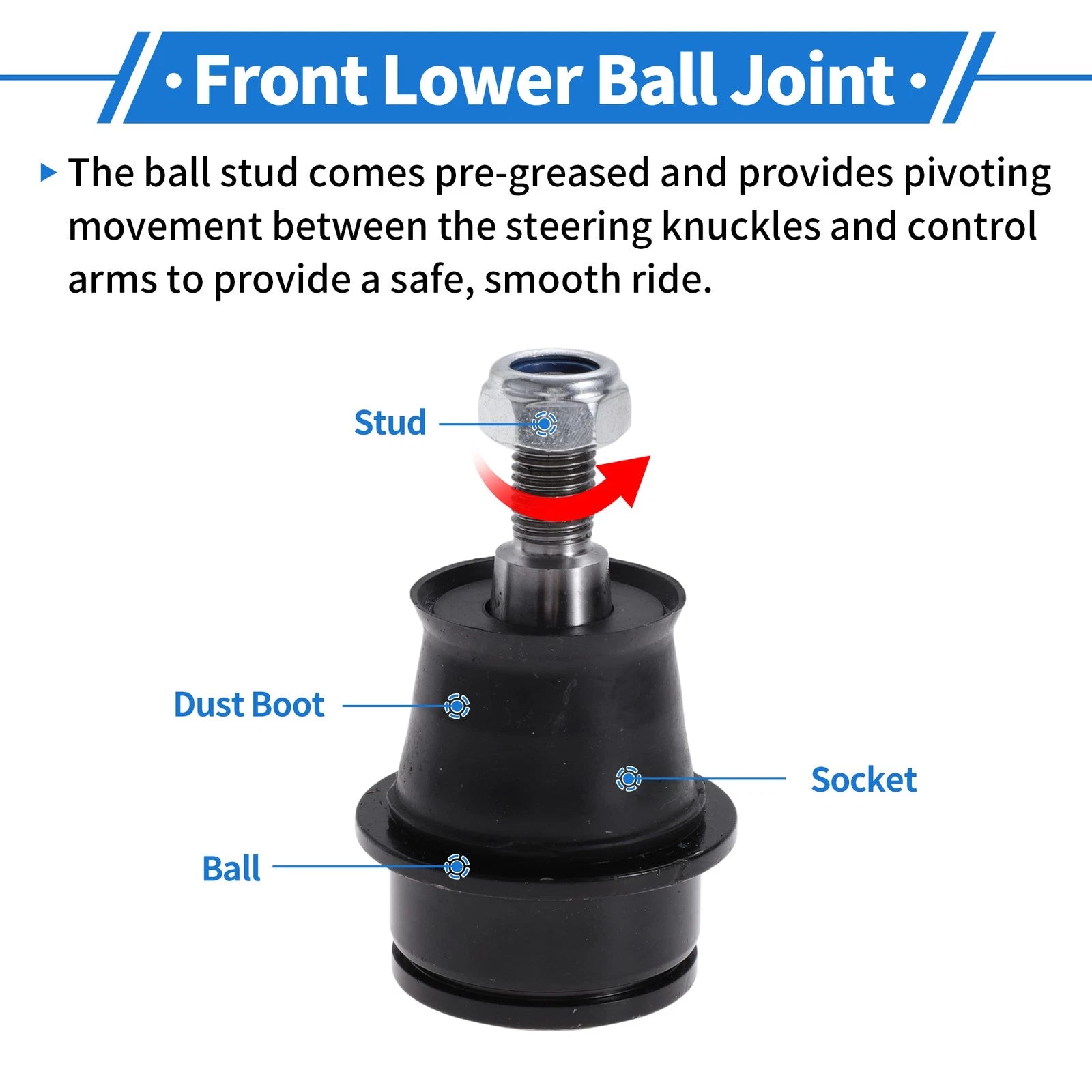 2X Front Lower Ball Joints for Dodge Journey (2009–2020) K500120/5085914AB