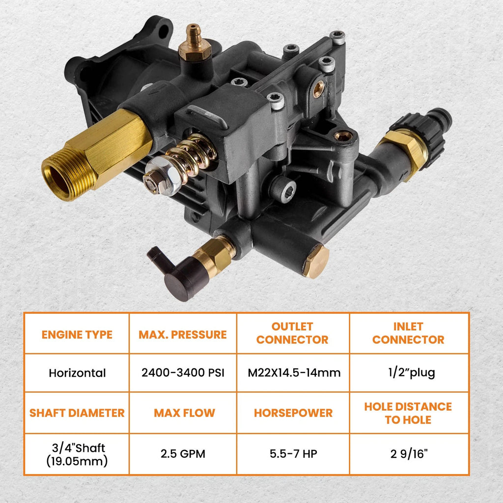 Pressure Washer Pump for 3/4" Shaft Horizontal Washer (UT80522B)