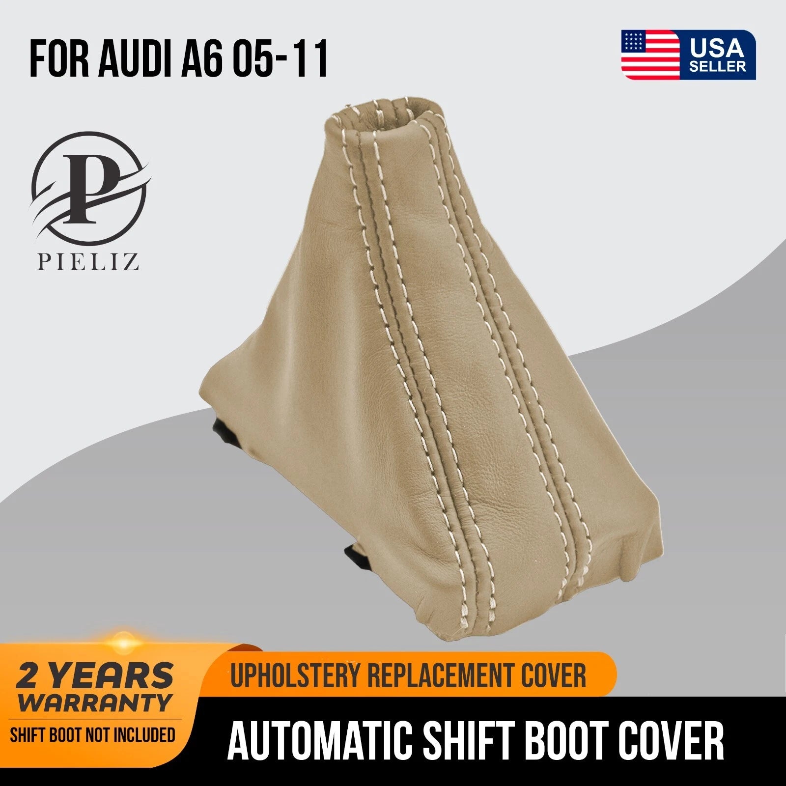 Leather Automatic Shift Boot Cover for Audi A6 (2005–2011) Beige