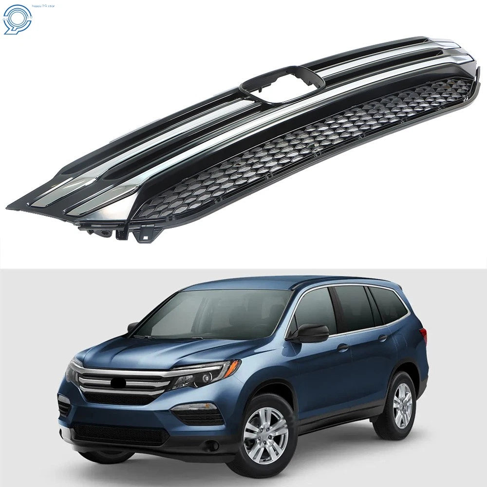 Front Upper Grille Assembly with Chrome Trim for Honda Pilot (2016–2018)