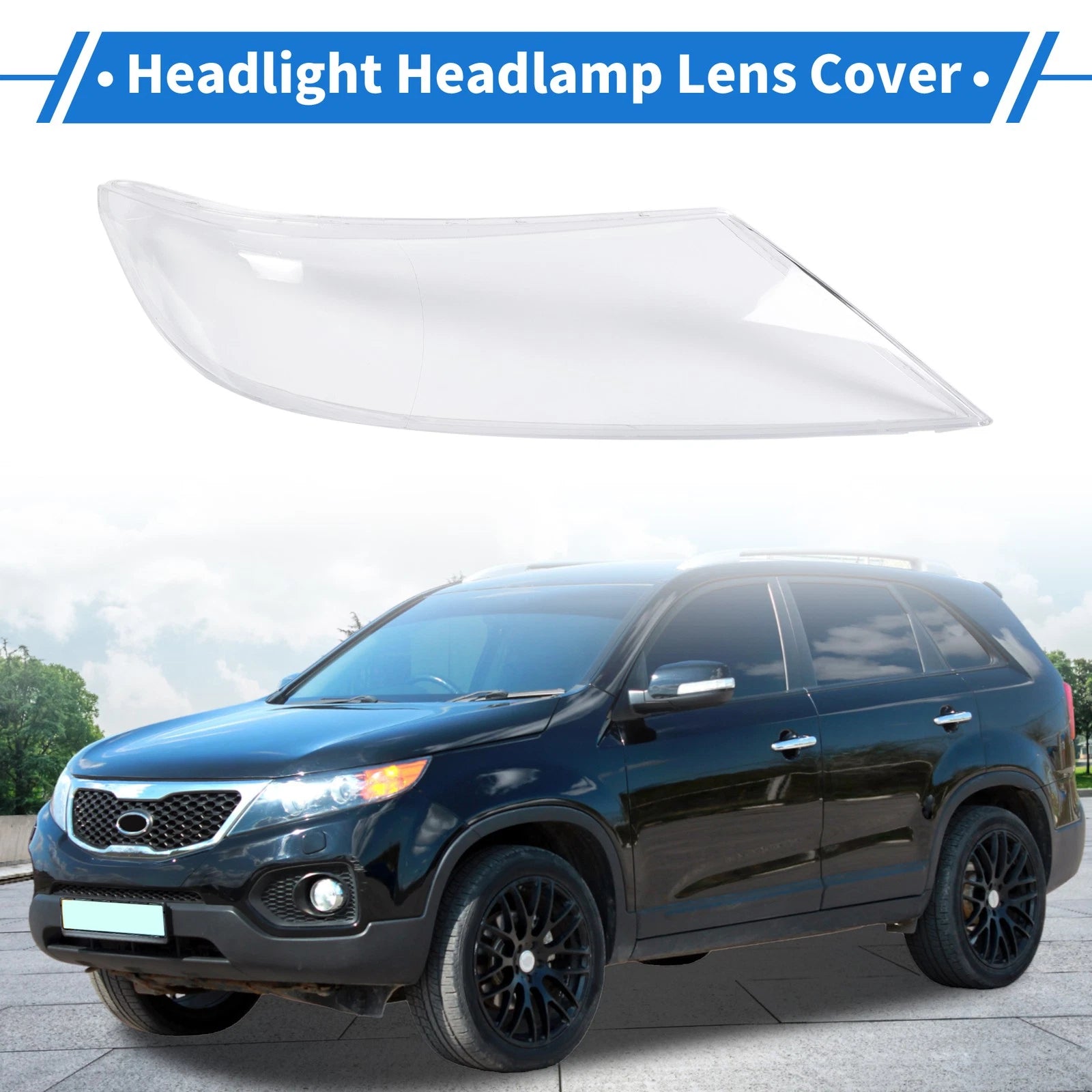 Headlight Lens Cover for Kia Sorento (2009–2012) PC Clear