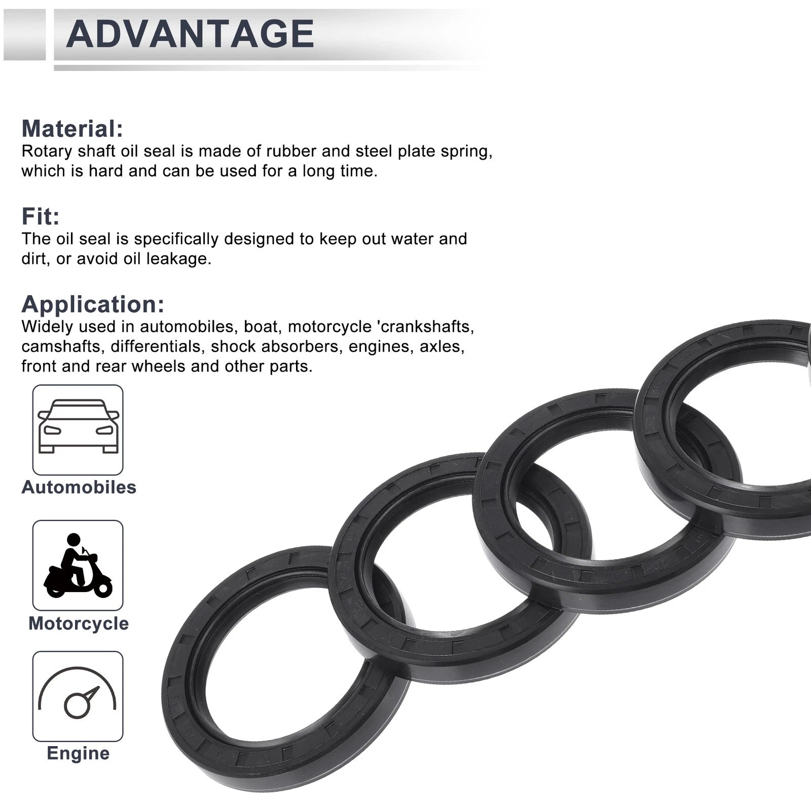 Set of 5 Oil Seal Ring 50x70x10mm NBR Rubber for Various Models 