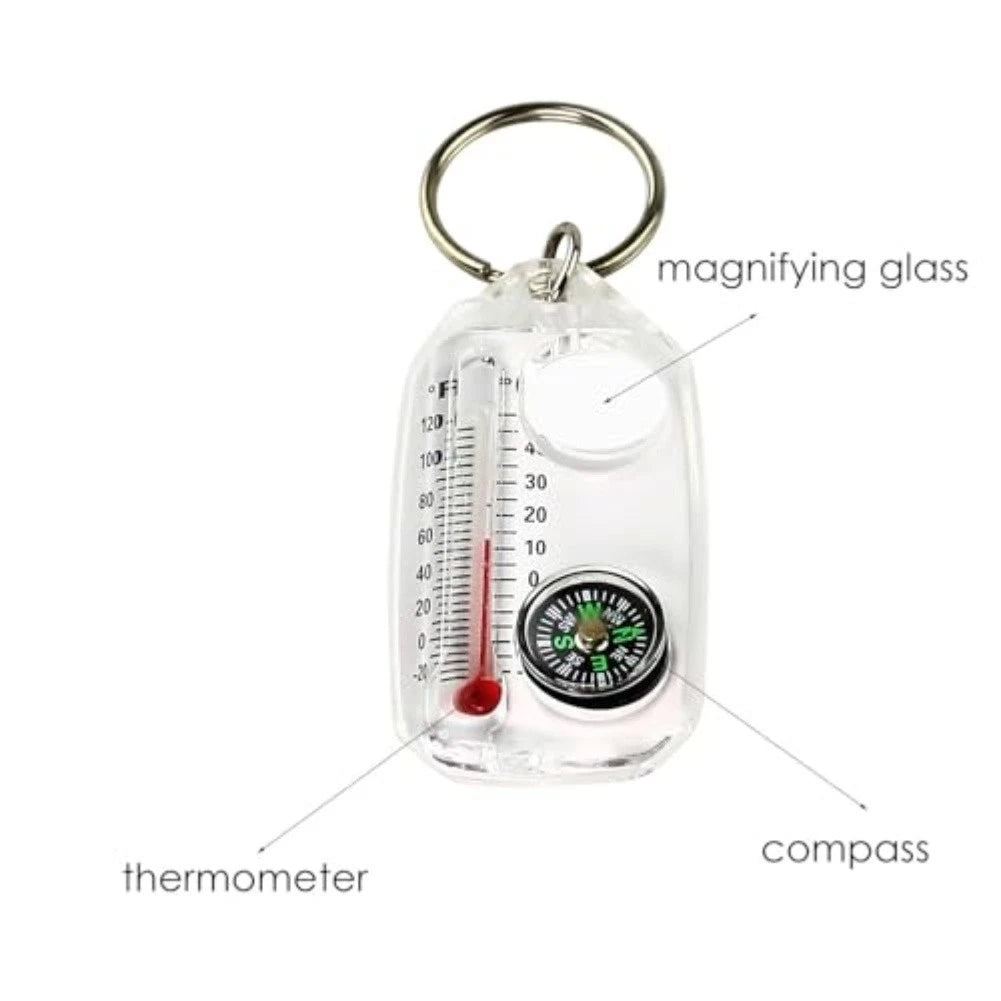 Lightweight Camping Keychain with Compass and Thermometer for Safe Travel