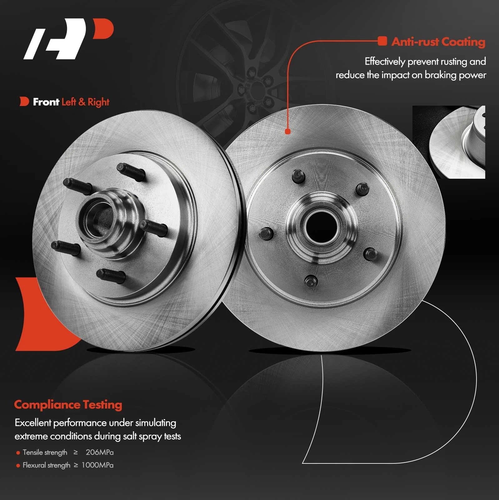 Set of 2 Front Disc Brake Rotors & Ceramic Pads for Ford Ranger (1998–2001)