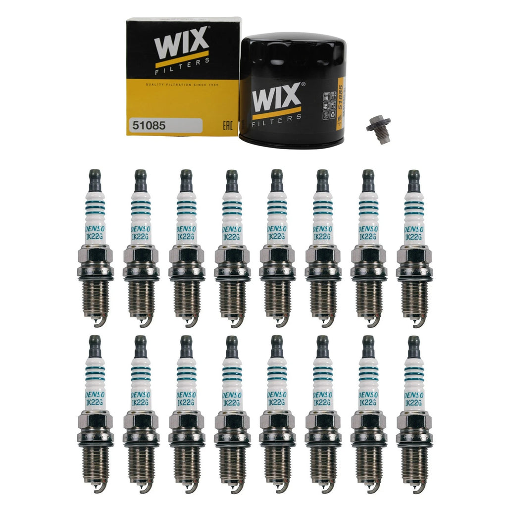 Wix Engine Oil Filter & Denso 16 Iridium Spark Plugs for Durango 5.7L (2004–2023)