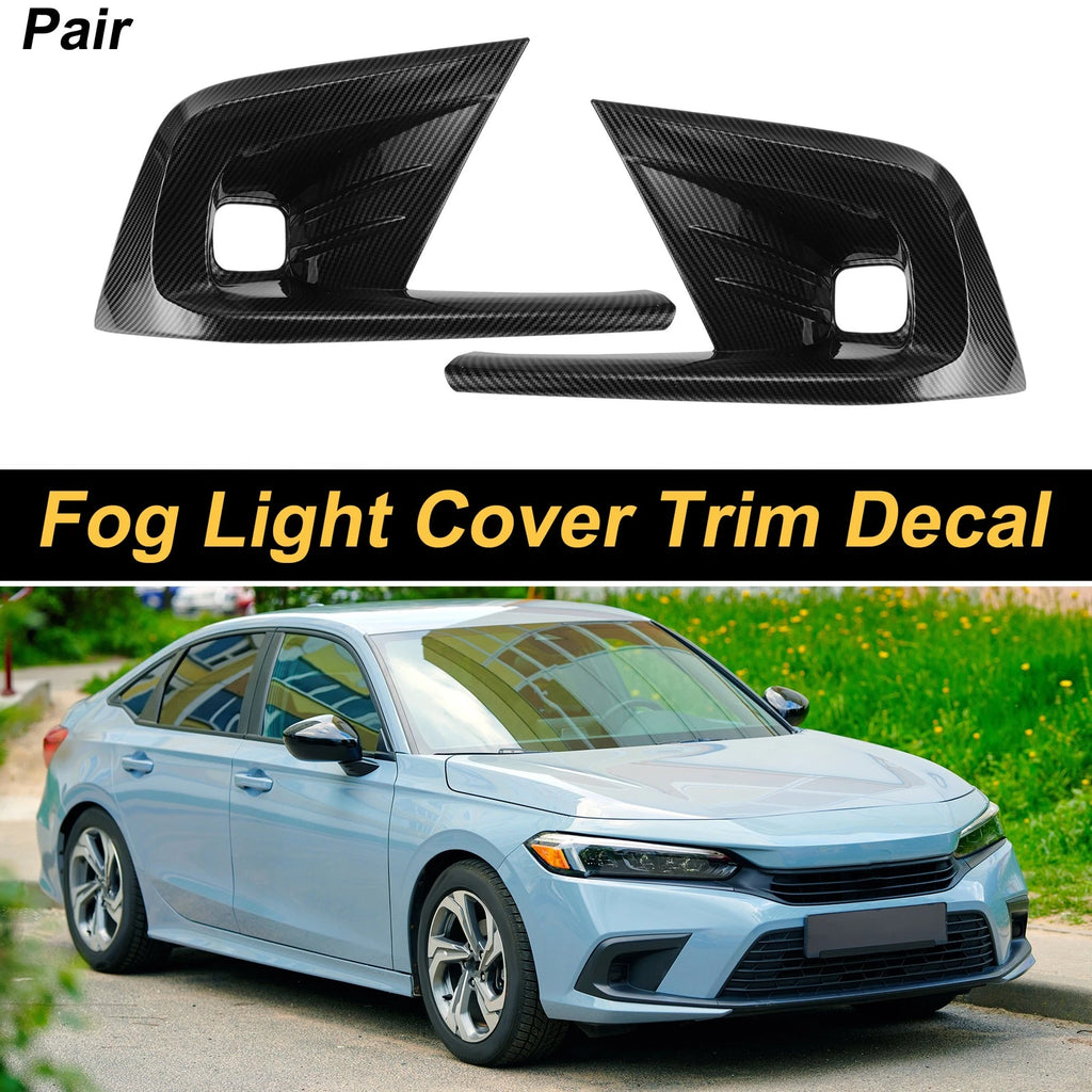 Set of 2 Fog Light Cover Trim for Honda Civic (2022–2023) Carbon Fiber Black