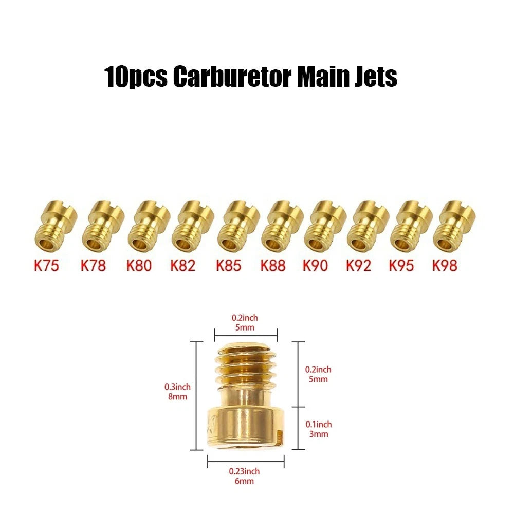 10Pcs 5MM Carburettor Main Jet Nozzle Set M5 for 75-98