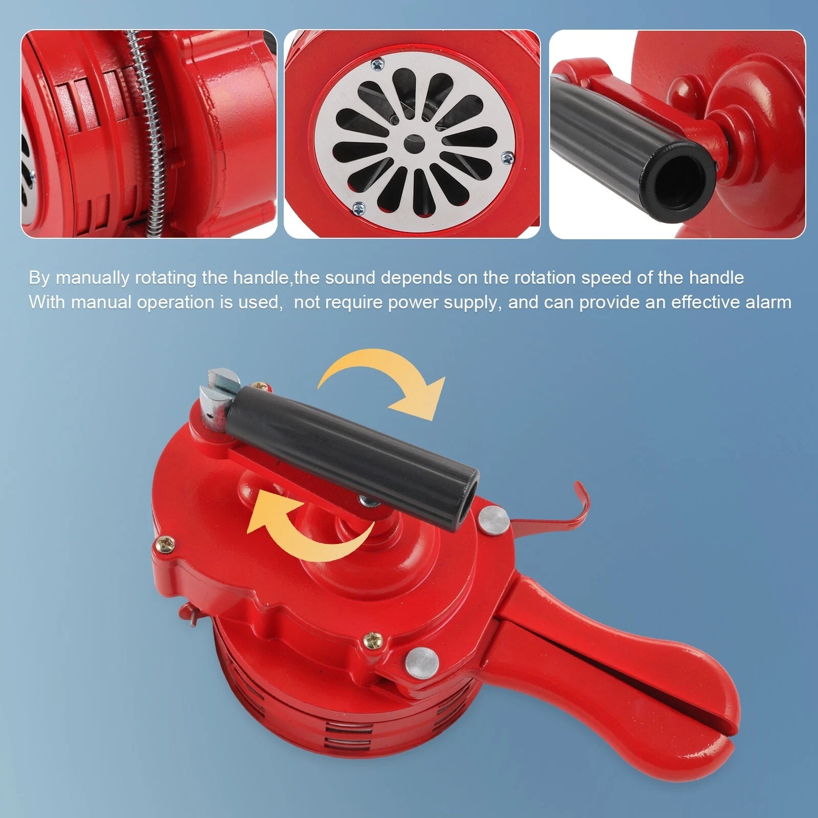 Hand Crank Air Raid Siren Horn for Universal Use (12V)