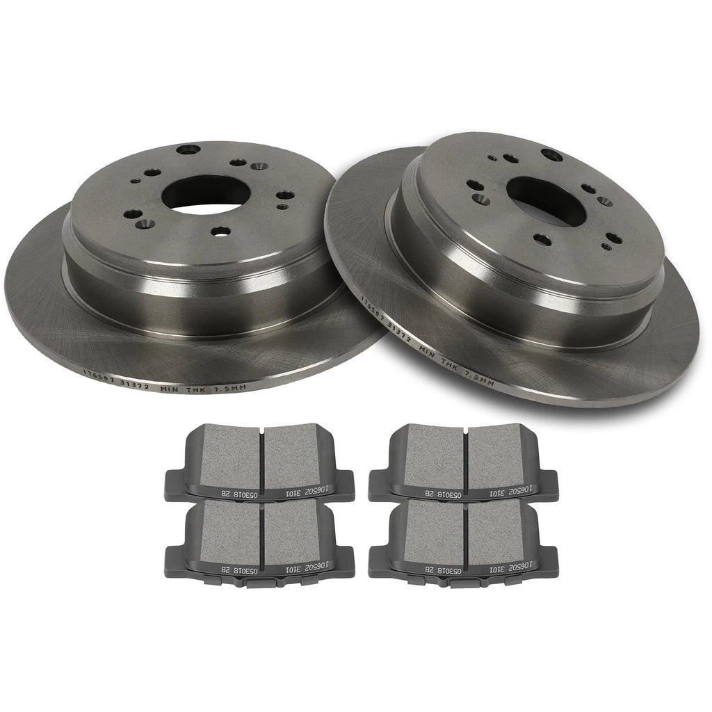 Set of 4 Rear Ceramic Brake Pads & Rotors for Honda CR-V (2005–2016)