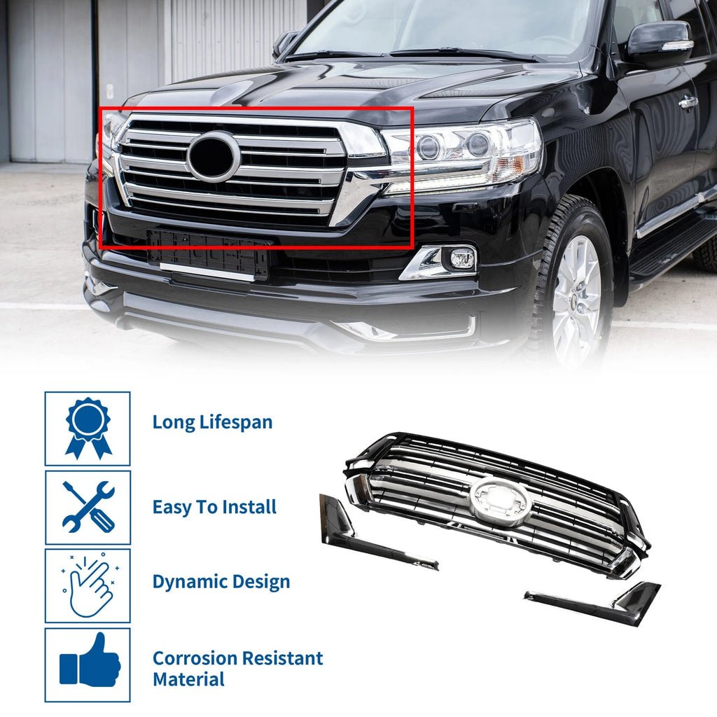 Front Upper Hood Bumper Grille for Toyota Land Cruiser (Chrome)